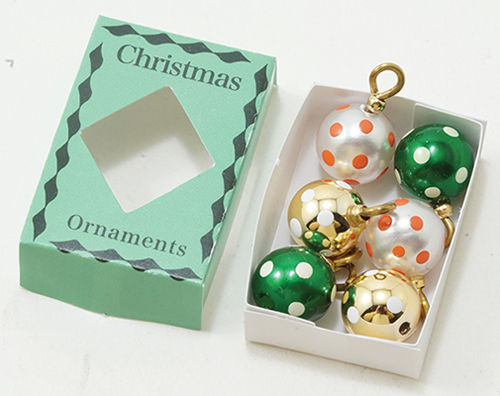 Dollhouse Miniature Christmas Ornaments In Green Box